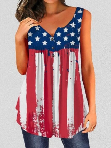 Wholesale Vintage American Flag Print Tank Top