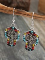 Vintage Boho Cactus Leopard Earrings