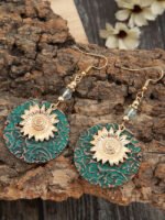 Vintage Boho Sunflower Pattern Earrings