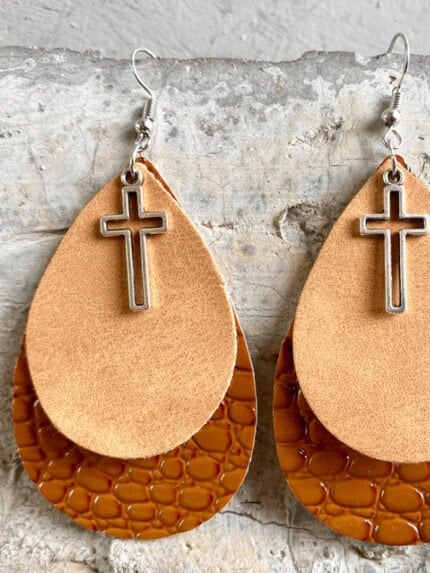 Vintage Cross Double Layer Earrings