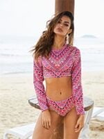 Wholesale Vintage Ethnic Print Long Sleeve Swimsuit