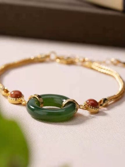 Vintage Imitation Hetian Jade Buckle Bracelet