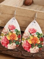 Vintage Rose Flower Leather Earrings