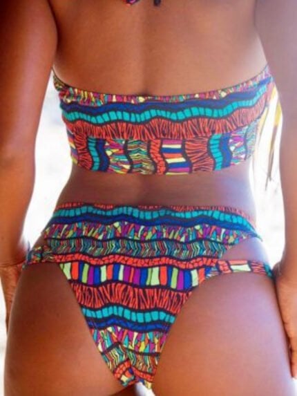 Vintage geometric print cutout swimsuit