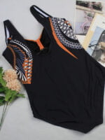 Wholesale Vintage-print open-back swimsuit