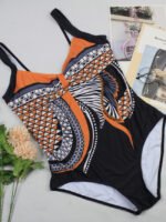 Wholesale Vintage-print open-back swimsuit