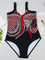 Wholesale Vintage-print open-back swimsuit