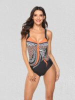 Wholesale Vintage-print open-back swimsuit