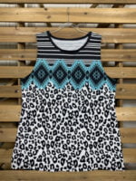 Vintage-print panelled leopard tank top