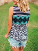 Vintage-print panelled leopard tank top