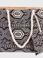 Vintage print zipper beach bag with coin purse