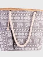 Vintage print zipper beach bag with coin purse