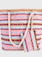 Vintage print zipper beach bag with coin purse