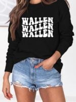 WALLEN Letter Print Long Sleeve Sweatshirt