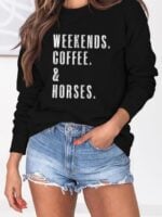 WEEKENDS COFFEE Print Long Sleeve Sweatshirt