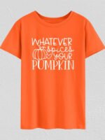 WHATEVER PUMPKIN Print Short Sleeve T-Shirt