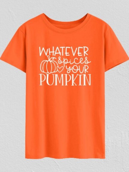 WHATEVER PUMPKIN Print Short Sleeve T-Shirt