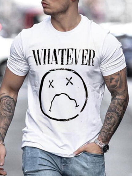 WHATEVER Print Casual Short Sleeve T-Shirt