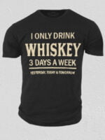 WHISKEY Letter Print Short Sleeve T-Shirt