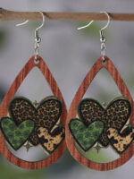 Wholesale Brown Patrick's Day Hollow out Love Clover Earrings