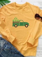 Wholesale Clover Green Truck Print long sleeve sweatshirt