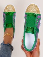 Wholesale Color Block Sequined Shoe