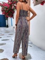 Wholesale Ethnic Print Suspenders Jumpsuit