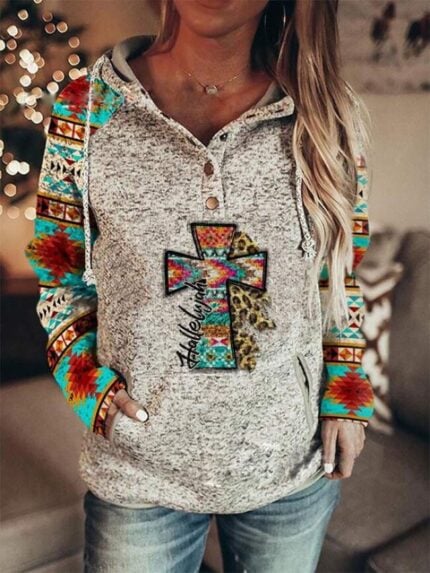 Wholesale Ethnic Vintage Print Thin Hoodie