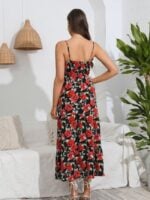 Wholesale Floral Print V-neck Dress