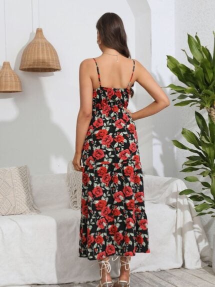 Wholesale Floral Print V-neck Dress