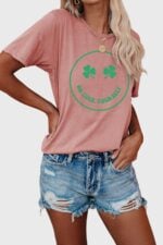 Wholesale Go Luck Yourself Print Short Sleeved T-Shirt