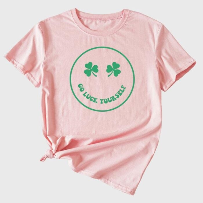 Wholesale Go Luck Yourself Print Short Sleeved T-Shirt