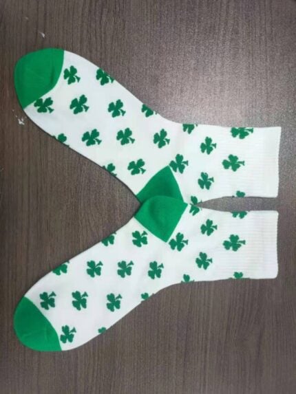 Wholesale Green Lucky Clover Print Knit Socks