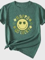 Wholesale Happy Go Lucky Print Short Sleeved T-Shirt