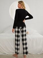 Wholesale Heart Plaid Long Sleeve Loungewear