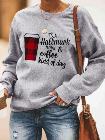 Wholesale-It’s Hallmark move& coffee print T-shirt