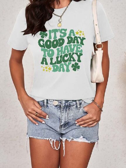 Wholesale Its A Good Day Print Short Sleeve T-Shirt