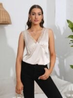 Wholesale Lace Paneling V-neck Tank Top