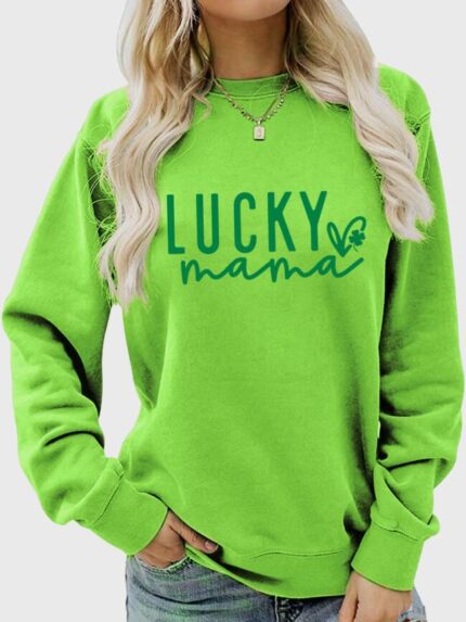 Wholesale Lucky Mama Print Thin Sweatshirt