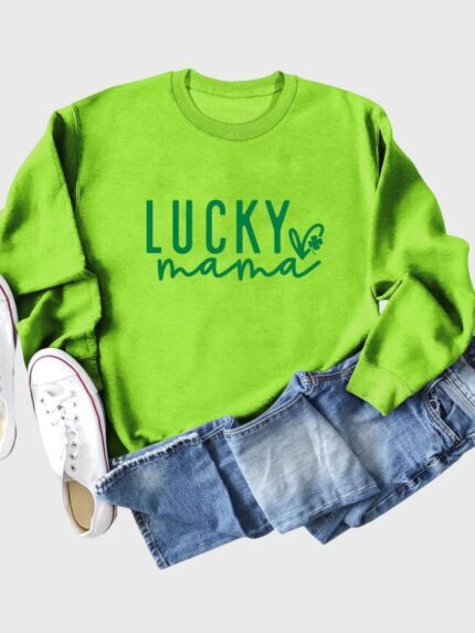 Wholesale Lucky Mama Print Thin Sweatshirt