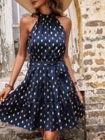 Wholesale Polka Dot Halter Neck Dress