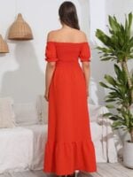 Wholesale Puff Sleeve Off Shoulder Maxi Dress