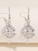 Wholesale Simple four-leaf clover openwork heart earrings