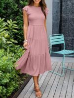 Wholesale Solid Color Layered Hem Dress