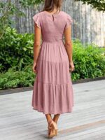 Wholesale Solid Color Layered Hem Dress