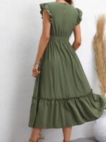 Wholesale Solid Color Ruffle High Waist Dress