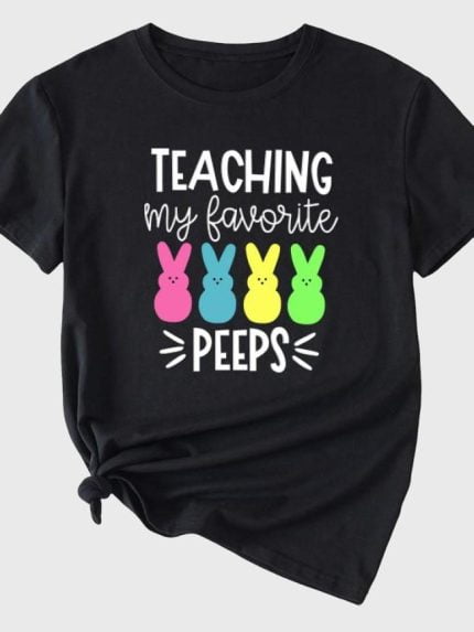 Wholesale TEACHING MY Print Short Sleeved T-Shirt