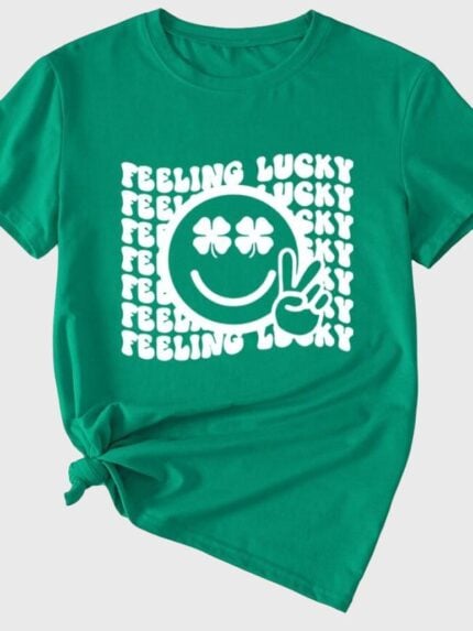 Wholesale TEELING Lucky Print Short Sleeved T-Shirt