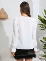 Wholesale V Neck Ruffle Sleeve Blouse