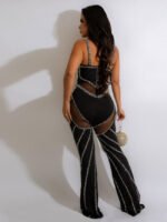 Wholesale V Neck Suspenders Hot Diamond Jumpsuit